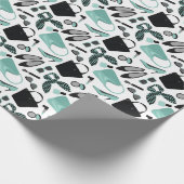 Aqua und schwarze Girls Design Geschenkpapier (Ecke)