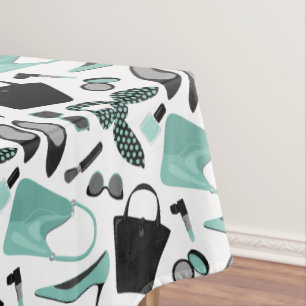 Aqua und schwarze Girls Design Tischdecke