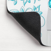 Aqua und Silver Floral Mousepad (Ecke)