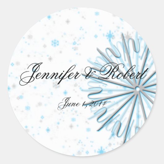 Aqua und Silver Snowflake Umschlag Aufkleber Stick (Vorderseite)