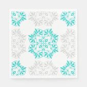 Aqua und Soft Grau Extravagantes Musterpapier Napk Serviette (Vorderseite)