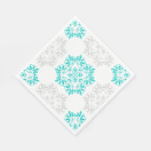 Aqua und Soft Grau Extravagantes Musterpapier Napk Serviette (Ecke)
