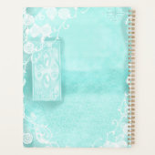 Aqua und Spitze im Stil eines Junk Journals Planer (Rückseite)