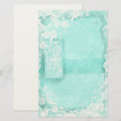 Aqua und Spitze Junk Journal Briefpapier (Vorne/Hinten)