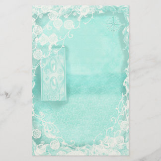 Aqua und Spitze Junk Journal Briefpapier