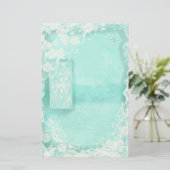 Aqua und Spitze Junk Journal Briefpapier (Stehend Vorderseite)