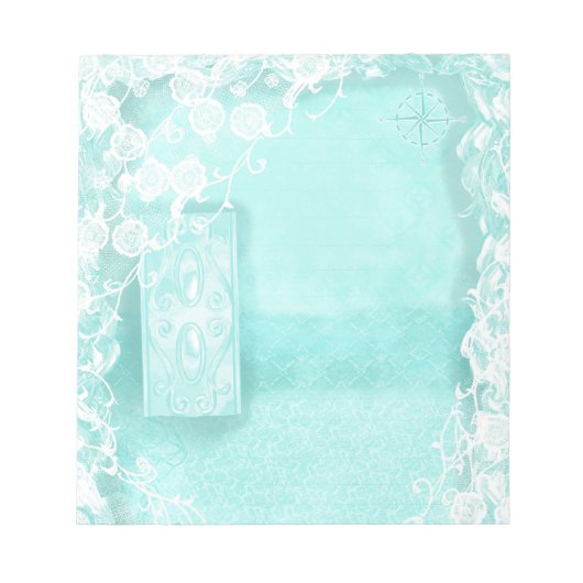 Aqua und Spitze Junk Journal Notizblock (Vorderseite)
