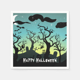 Aqua und Spuk Friedhof Halloween Serviette