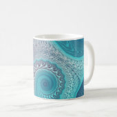 Aqua und Taupe Ozeanische Wirbel Abstrakt Kaffeetasse (VorderseiteRechts)