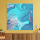 Aqua und Taupe Ozeanische Wirbel Abstrakt Leinwanddruck (Insitu (Wohnzimmer))