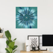 Aqua und Türkis Lotus Mandala Poster Print (Heimbüro)
