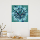 Aqua und Türkis Lotus Mandala Poster Print (Küche)