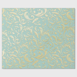 Aqua- und Türkis-Weihnachtspapier mit goldenen Akz Geschenkpapier