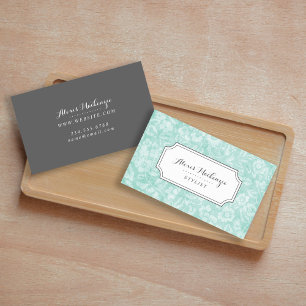 Aqua und Vintage Graublüte Visitenkarte