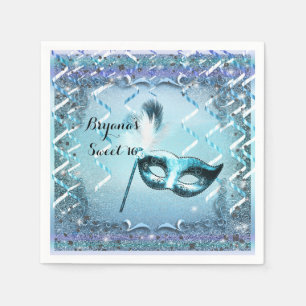 Aqua- und violette Maskerade-Maske Eleganter Ballp Serviette