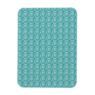 Aqua- und Weiß-Curlie-Cue-Muster Magnet