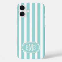 Aqua- und weiße monogrammierte Streifen