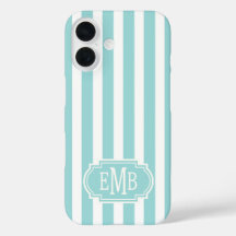 Aqua und weiße monogrammierte Streifen