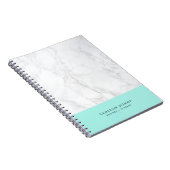 Aqua und weißer Marmor | Modernes Personalisiert Notizblock (Rechte Seite)