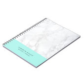 Aqua und weißer Marmor | Modernes Personalisiert Notizblock (Linke Seite)