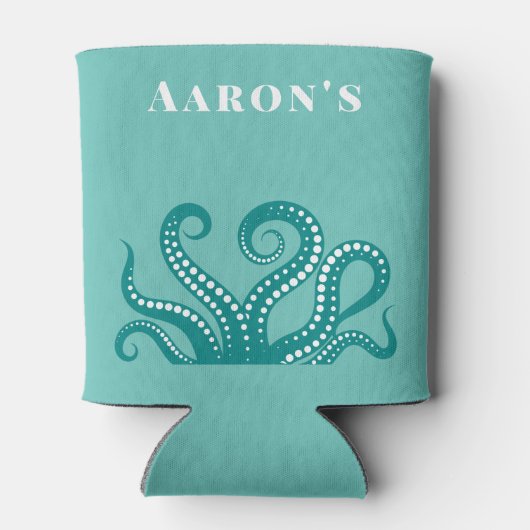Aqua und Weißer Oktopus Tentakel kundenspezifisch Dosenkühler (Rückseite)