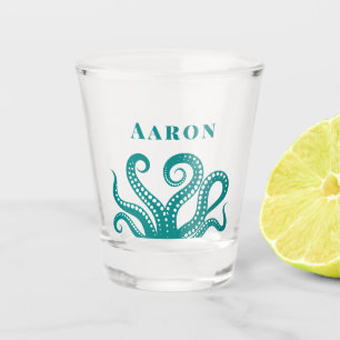 Aqua und Weißer Oktopus Tentakel kundenspezifisch Schnapsglas