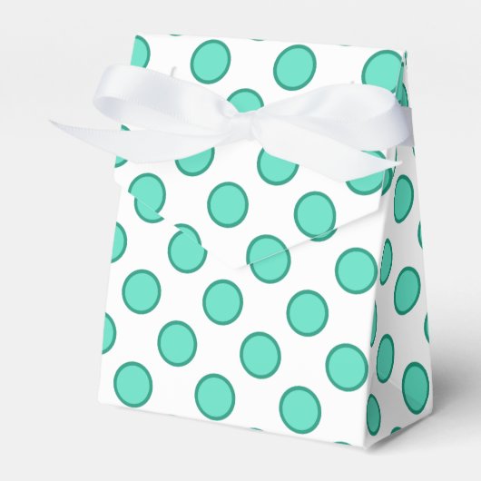 Aqua-und Weißpolka-Dots-Gefälligkeitsbox Geschenkschachtel (Vorderseite)