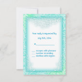 Aqua und White Beach Weding UAWG RSVP Karte (Rückseite)