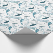 Aqua und White Feathers Geschenkpapier (Ecke)