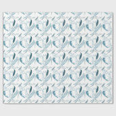 Aqua und White Feathers Geschenkpapier (Flach)