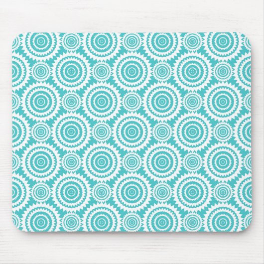 Aqua und White Geometric Muster Mousepad (Vorne)