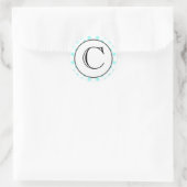 Aqua und White Polka Dot Mit Monogramm Aufkleber (Tasche)