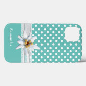 Aqua und White Polka Dots und Edelweiss Case-Mate iPhone Hülle (Rückseite (Horizontal))
