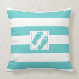 Aqua und White Pool Streifen mit Flipflops Kissen