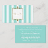 Aqua- und White Stripes mit Gold Scrolls Info Card Begleitkarte (Vorne/Hinten)
