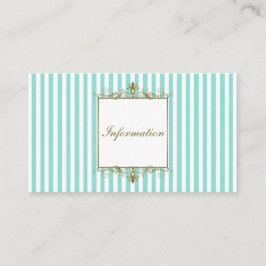Aqua- und White Stripes mit Gold Scrolls Info Card Begleitkarte