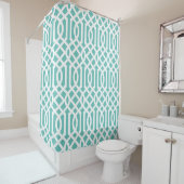 Aqua und White Trellis | Editierbare Farben Duschvorhang (Beispiel)