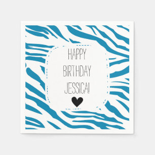 Aqua und White Zebra Print Serviette