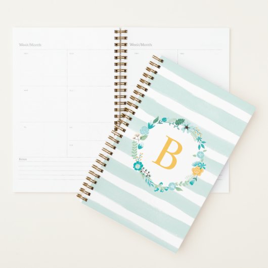 Aqua und Yellow Floral Monogram Planer (Anzeige)