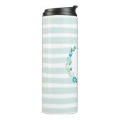 Aqua und Yellow Floral Monogramm Thermosbecher (Nach links gedreht)