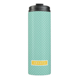 Aqua und Yellow Tiny Dots Monogram Thermosbecher