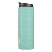 Aqua und Yellow Tiny Dots Monogram Thermosbecher (Nach rechts gedreht)