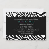 Aqua und Zebra| Einladung der 16 . Geburtstag (Rückseite)