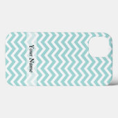 Aqua und Zickzack Graumuster Case-Mate iPhone Hülle (Rückseite (Horizontal))