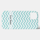 Aqua und Zickzack Graumuster Case-Mate iPhone Hülle (Rückseite (Horizontal))