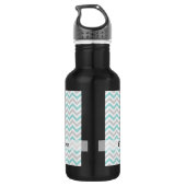 Aqua und Zickzack Graumuster Edelstahlflasche (Rückseite)