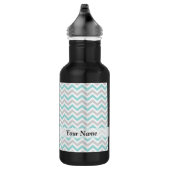 Aqua und Zickzack Graumuster Edelstahlflasche (Rechts)