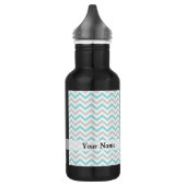 Aqua und Zickzack Graumuster Edelstahlflasche (Links)