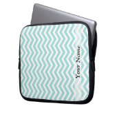Aqua und Zickzack Graumuster Laptopschutzhülle (Vorderseite Links)