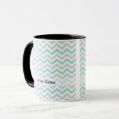 Aqua und Zickzack Graumuster Tasse (Vorderseite Links)